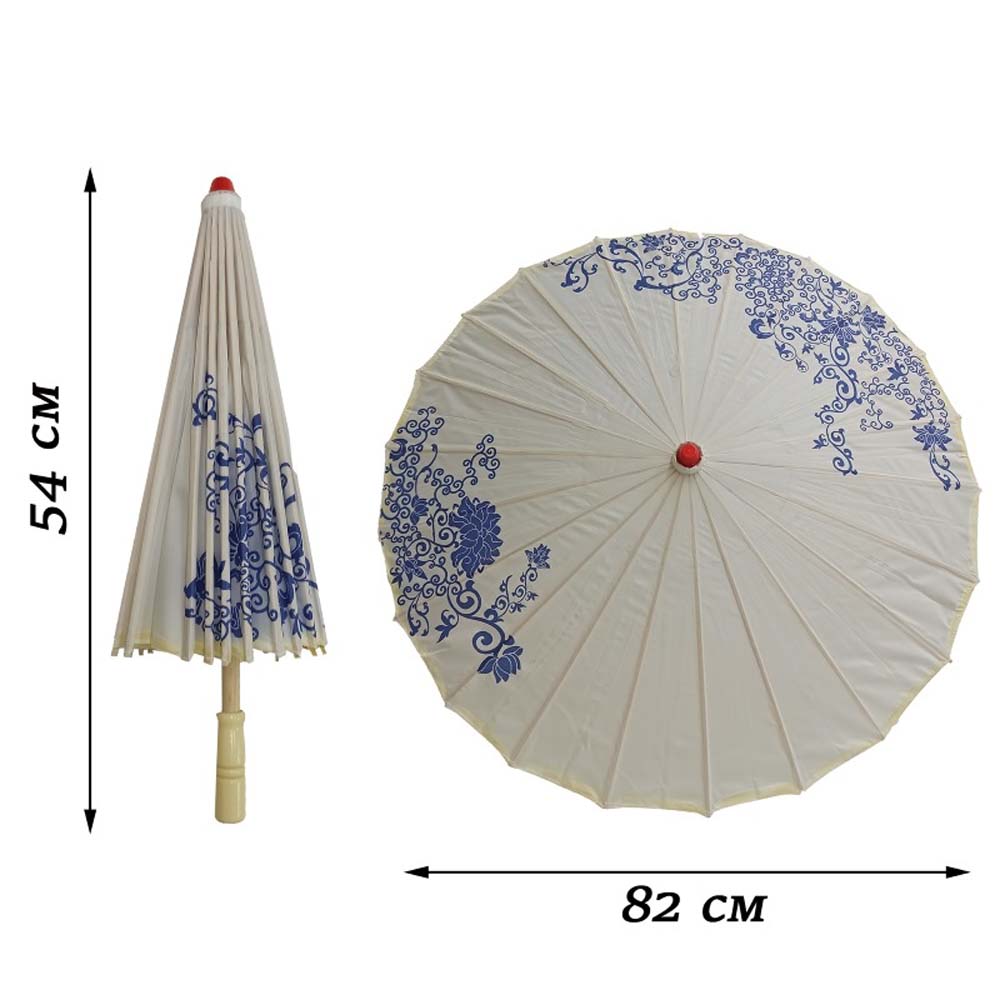 Китайские тканевые зонтики Гжель 82х54см, №9