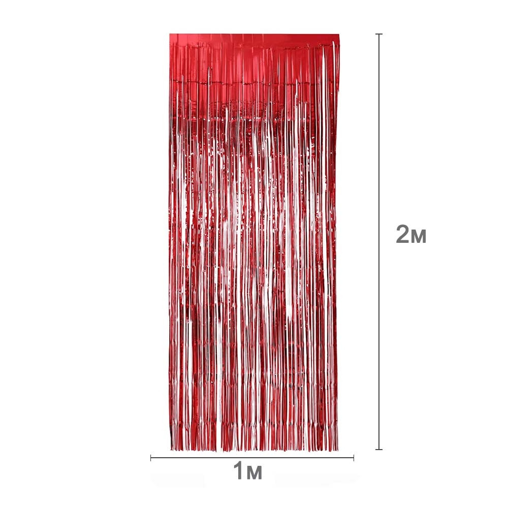 Занавес дождик 1 х 2 м, металлик Красный