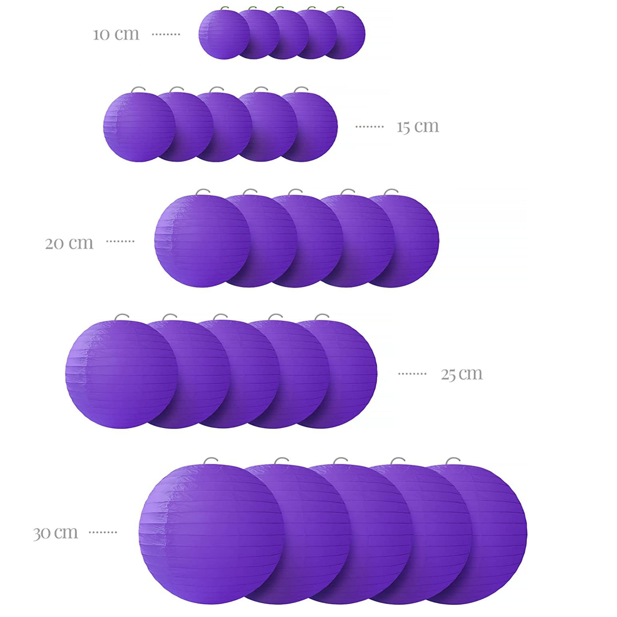 Набор подвесные фонарики 25 шт, сиреневый