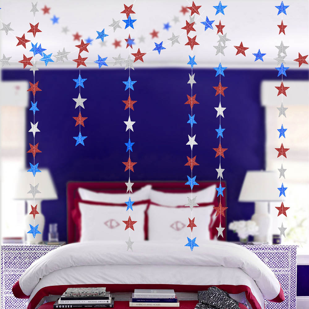 Гирлянда "Звезды" блеск/металлик 7 см х 4 м, триколор Гирлянда "Звезды" блеск/металлик 7 см х 4 м, триколор