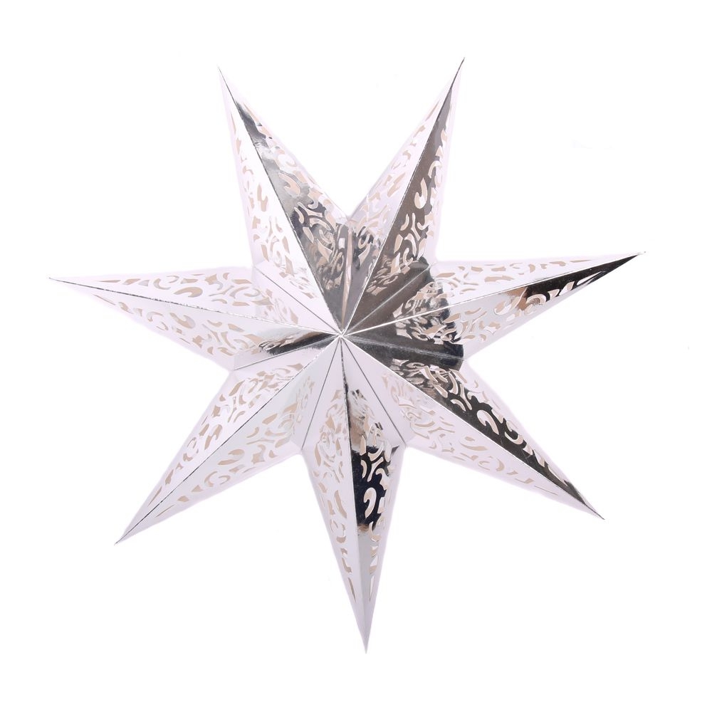 Звезда семиконечная бумажная 35 см Вензель, серебро Звезда семиконечная бумажная 35 см Вензель, серебро