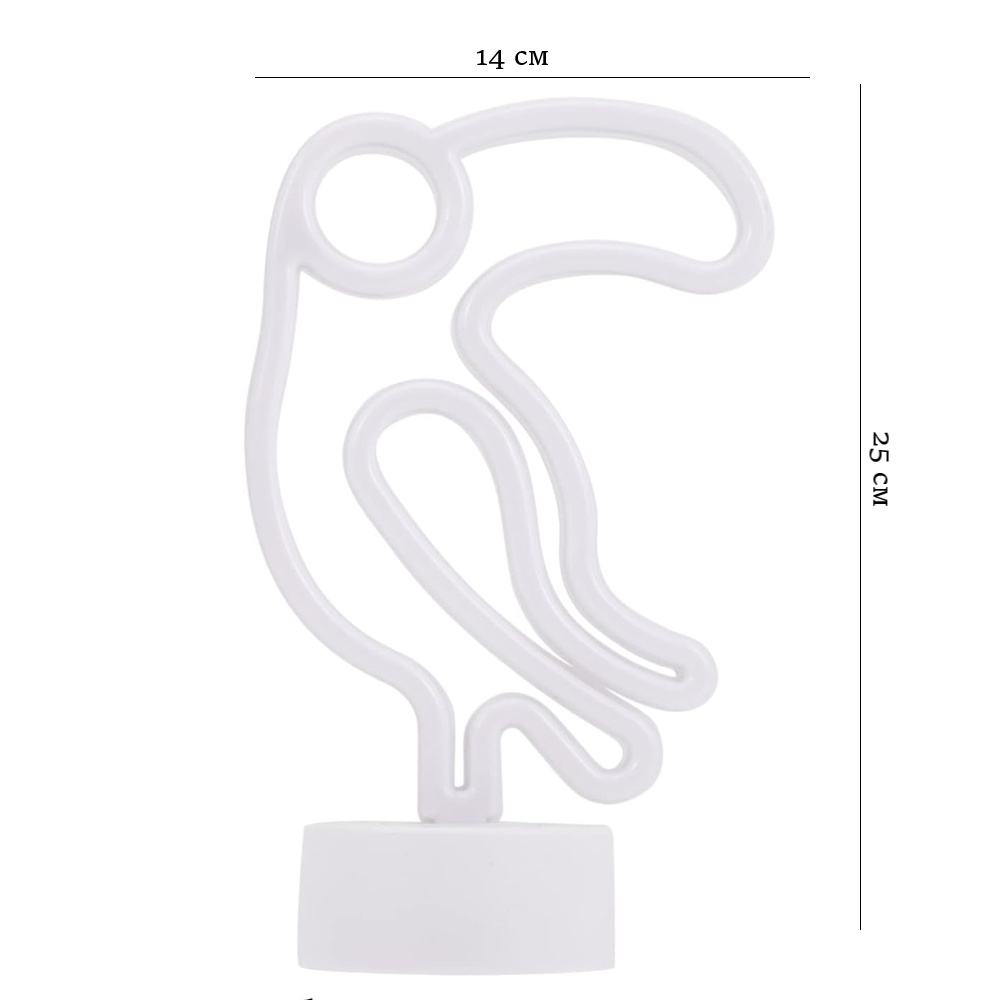 Светильник неоновый на подставке "Тукан"  25 х 14 см, от батареек, синий+желтый