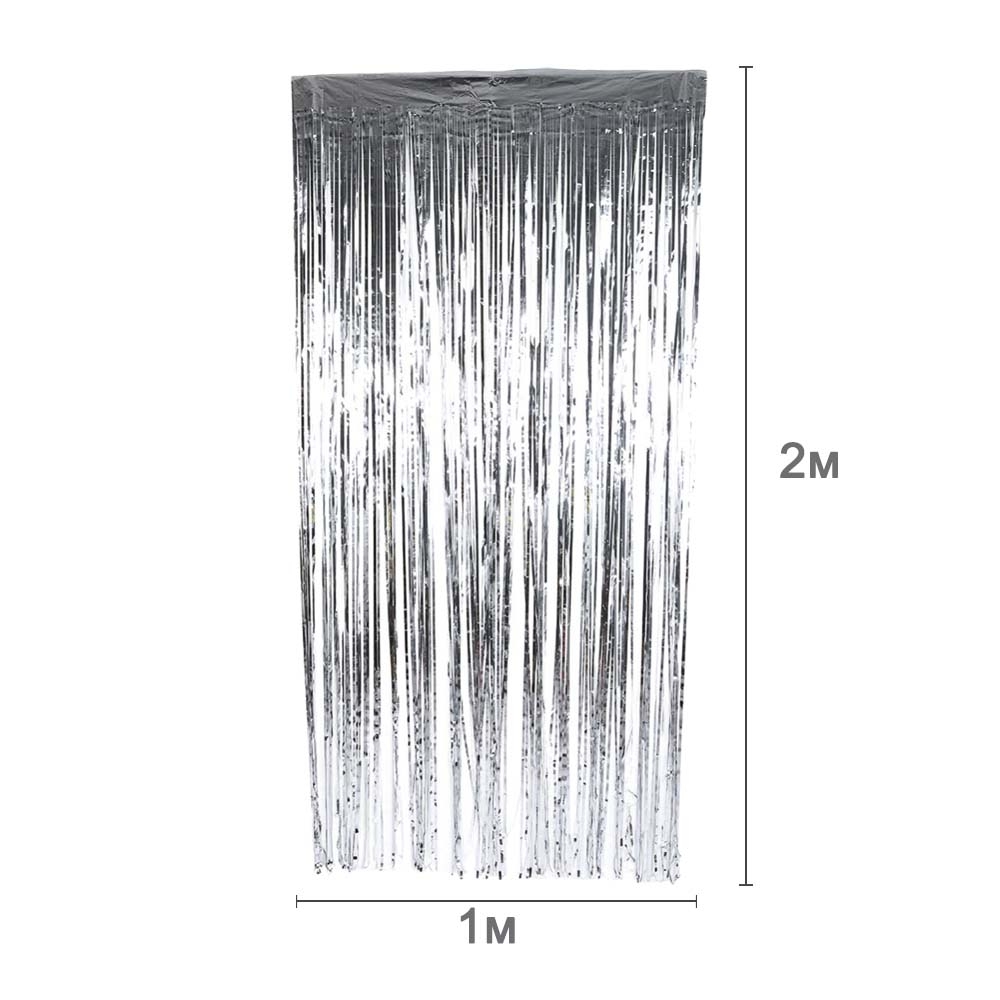 Занавес дождик 1 х 2 м, металлик Серебро