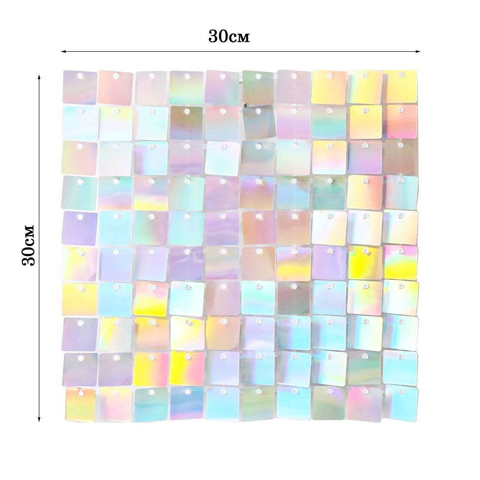 Панель с пайетками для фотозоны 30х30см, голография серебро Панель с пайетками для фотозоны 30х30см, голография серебро