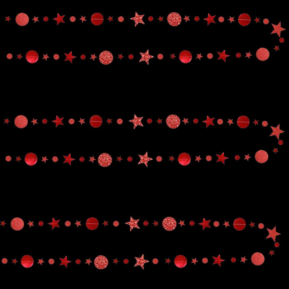Гирлянда Звезды/Кружочки 4 м металлик/блеск,  Красный