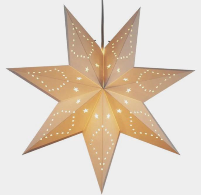Звезда семиконечная бумажная 75 см, Звезды и точки, песочный Звезда семиконечная бумажная 75 см, Звезды и точки, песочный
