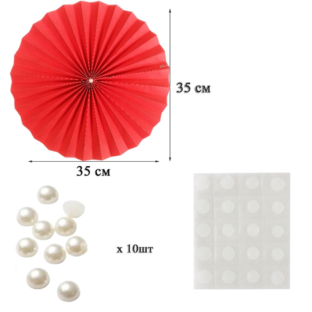 Фанты с жемчужиной НАБОР 10шт х 35см,  алый Фанты с жемчужиной НАБОР 10шт х 35см,  алый