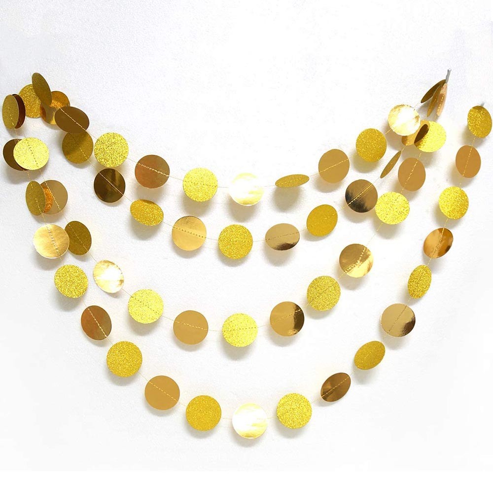 Гирлянда "Кружочки" блеск/металлик 5 см х 4,5 м, Золото Гирлянда "Кружочки" блеск/металлик 5 см х 4,5 м, Золото
