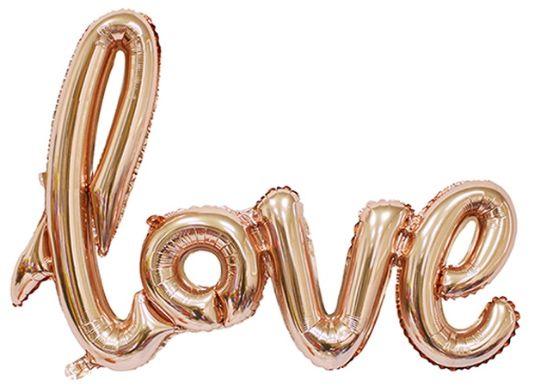 Шар 41х104 см Фигура Надпись"Love"Розовое Золото