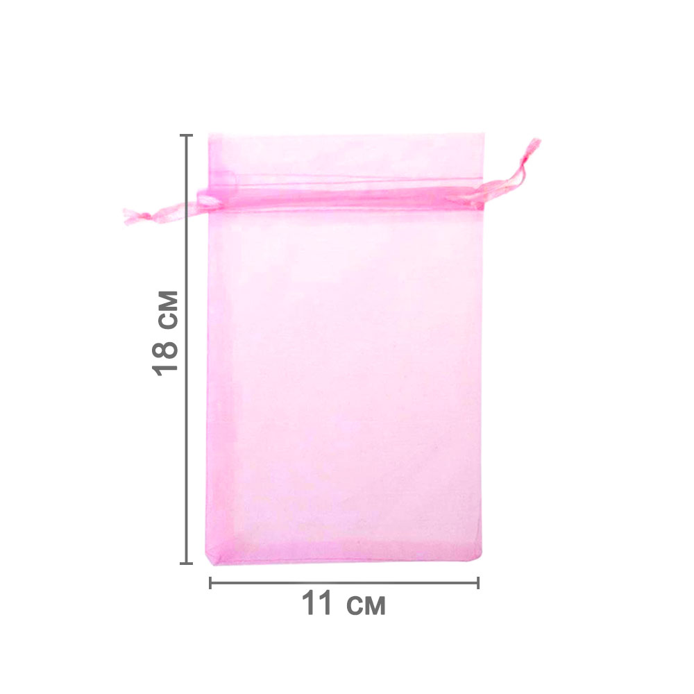Мешочек из органзы 11 х 18 см розовый  Мешочек из органзы 11 х 18 см розовый
