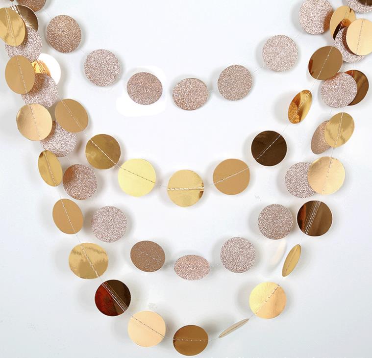 Гирлянда "Кружочки" блеск/металлик 5 см х 4,5 м, Шампань Гирлянда "Кружочки" блеск/металлик 5 см х 4,5 м, Шампань