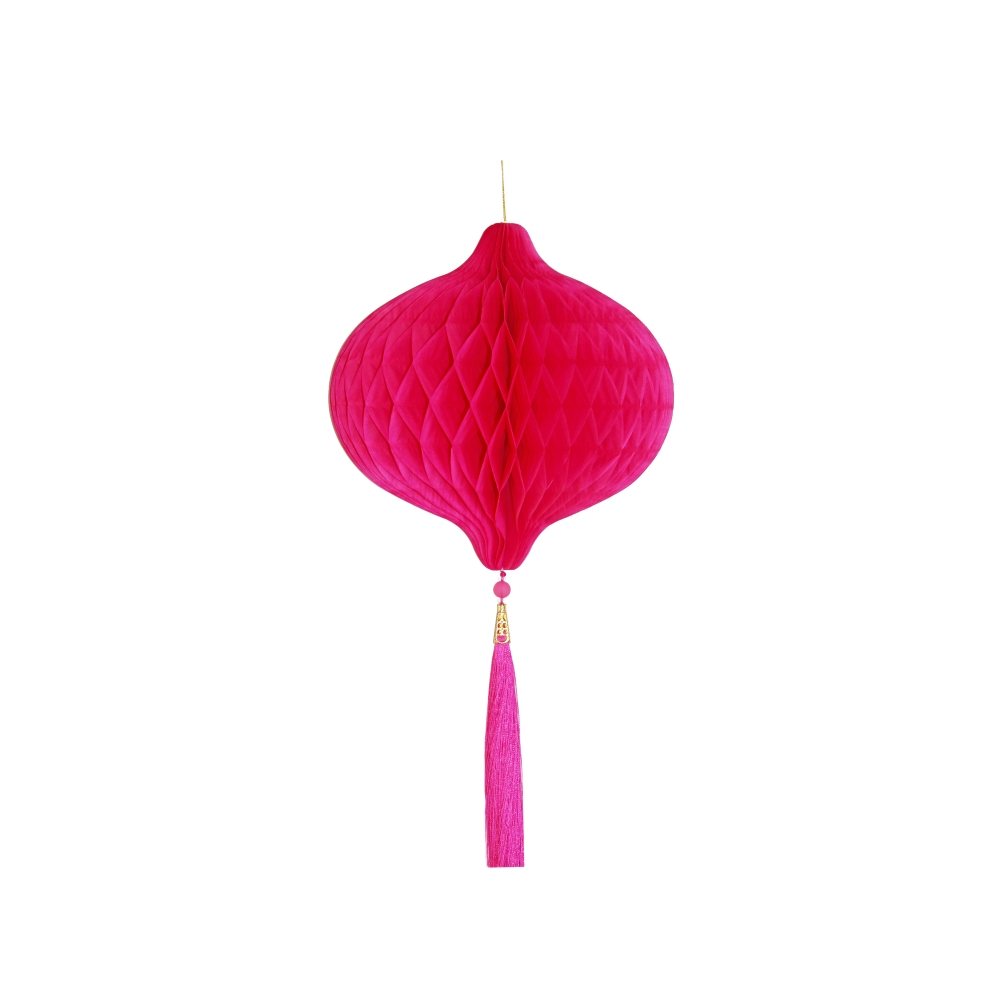Бумажное украшение Шар-соты с кисточкой 20 см, малиновый Бумажное украшение Шар-соты с кисточкой 20 см, малиновый