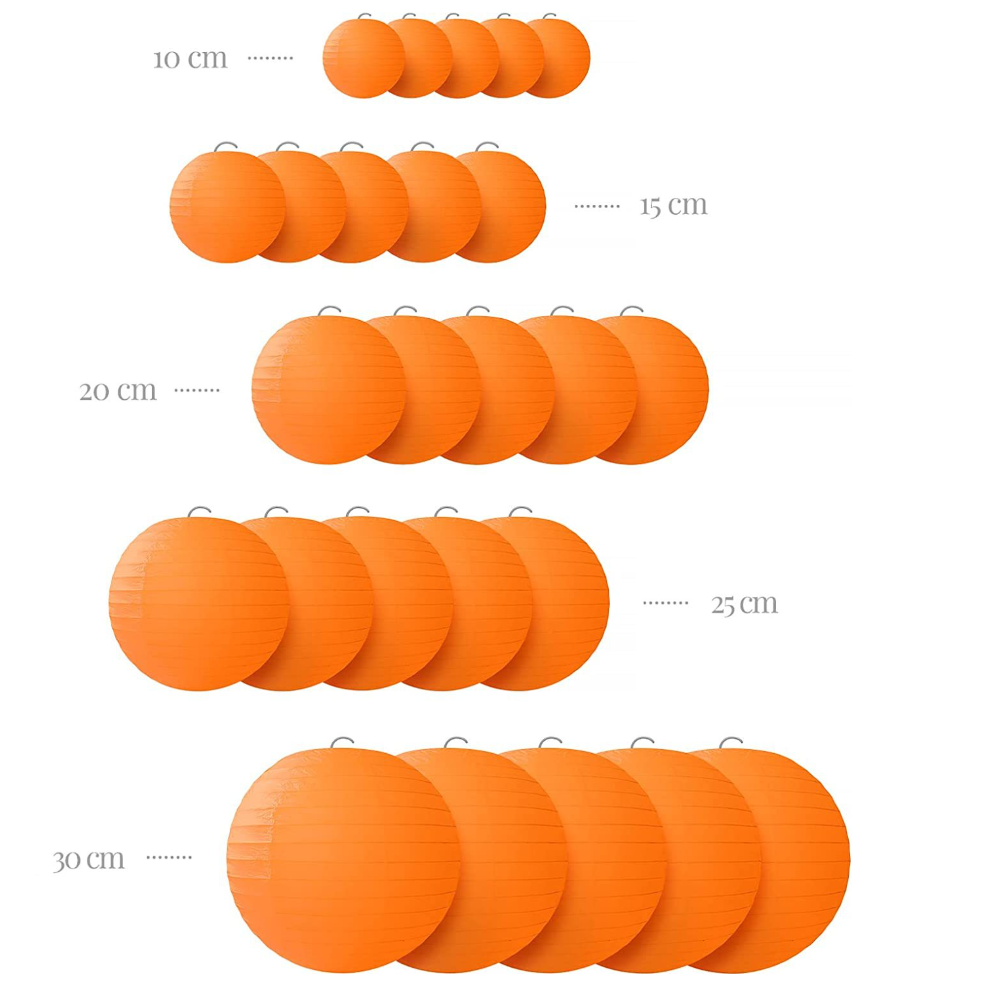 Набор подвесные фонарики 25 шт, оранжевый