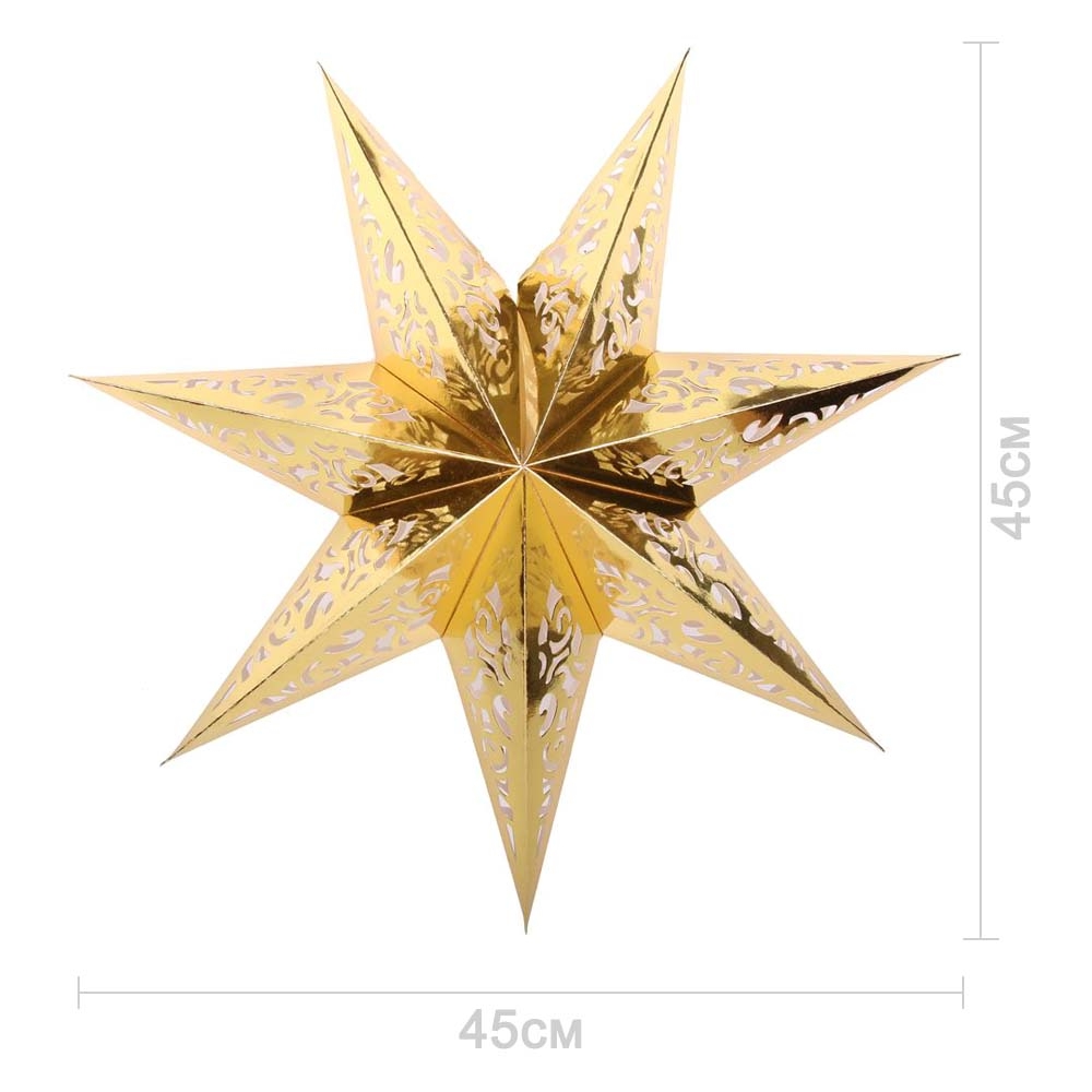 Звезда семиконечная бумажная 45 см Вензель, золото Звезда семиконечная бумажная 45 см Вензель, золото