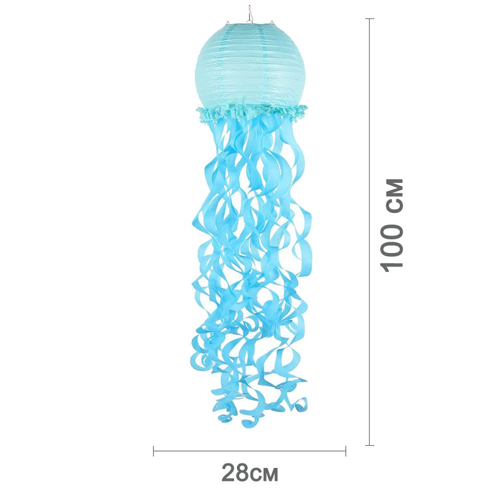 Подвесной фонарик Медуза 28 х 100 см, голубой