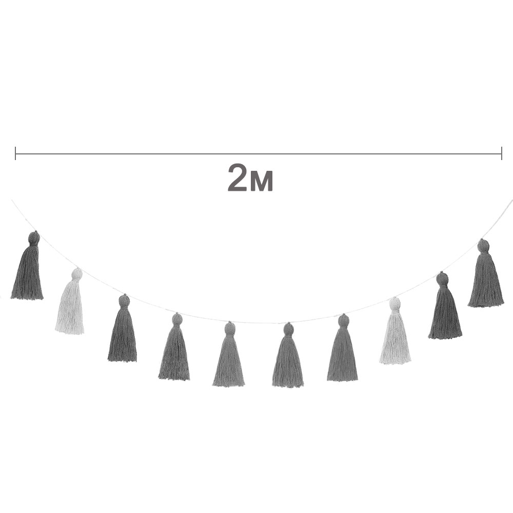 Гирлянда тассел из пряжи ассорти №15 (13 х 5 см) 2 м