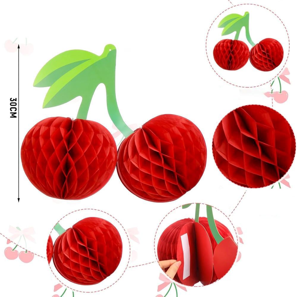 Бумажное украшение "Вишня" 30х12х12 см, красный Бумажное украшение "Вишня" 30х12х12 см, красный