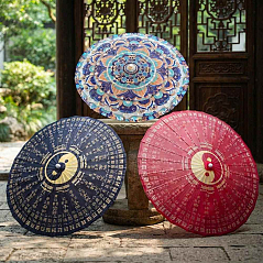 Китайские бумажные зонтики цветочные 82х54 см