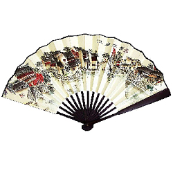 Веер для танцев 33х60см с рисунком, №6