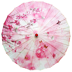 Китайский тканевый зонтик цветочный с кисточкой 82х54см, №3